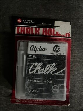 White Chalk - 12 Stick Pack with holder